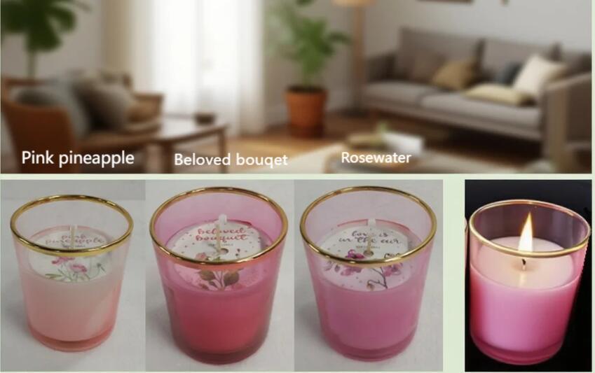 Colored Glass Candle With Gold Rim